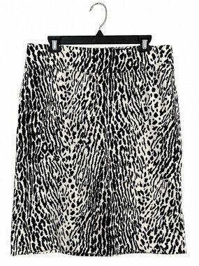 Talbots Black & White Leopard Print Pencil Skirt – Women’s Size 12 – Classic